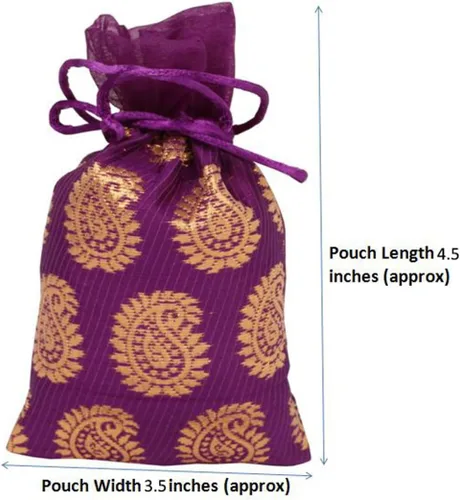Vista 6 de Touchstone Preciosas bolsas de envoltura de regalos reutilizables, respetuosas con el medio ambiente, grandes con cordón de brocado Paisley