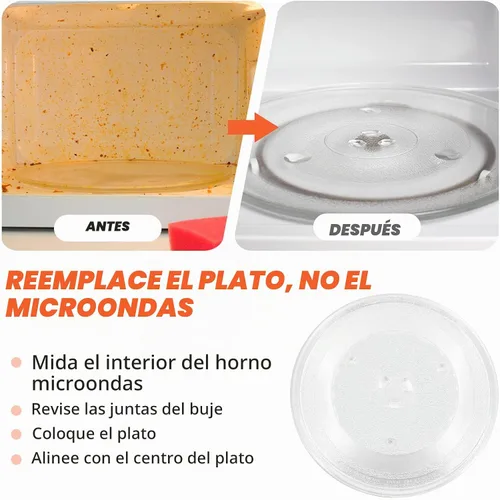 Vista 6 de Placa giratoria de vidrio para microondas de 11.25 pulgadas apta para Samsung GE, bandeja giratoria de vidrio para microondas de 11 1/4 pulgadas