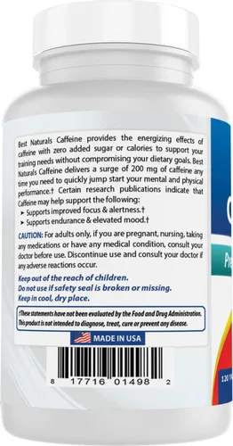 Vista 7 de Best Naturals Píldoras de cafeína de 200 mg, 120