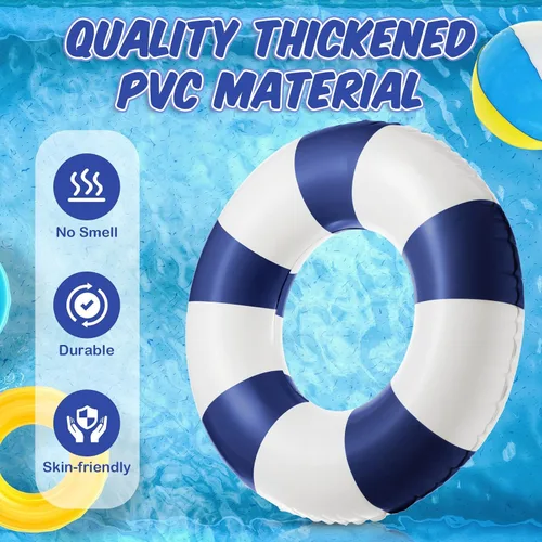Vista 3 de Arrowbash Flotador inflable jumbo de 47.24 pulgadas, tubos de piscina, anillos clásicos a rayas para adolescentes y adultos, tubo interior inflable