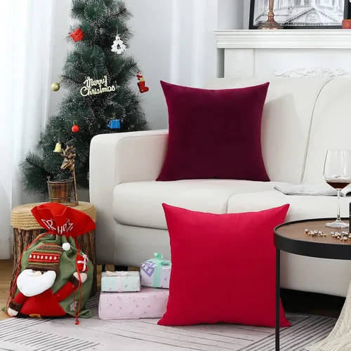Vista 6 de Jeneoo Juego de 2 fundas decorativas para cojines de terciopelo suave y cómodo, funda sólida para cojín de sofá, decoración
