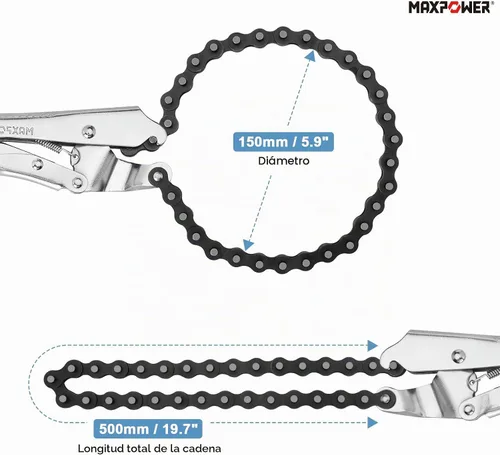 Vista 2 de MAXPOWER Abrazadera de cadena de bloqueo de 9 pulgadas con cadena de 19.7 pulgadas, paquete de 2