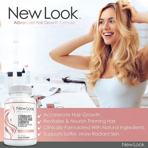 Vista 2 de New Look Vitaminas de apoyo al crecimiento del cabello para mujeres y hombres Suplemento de fuerza clínica para la pérdida de cabello Apoya