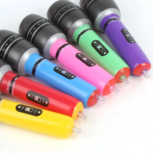 Vista 4 de CCINEE Paquete de 12 micrófonos inflables, micrófono inflable gigante de 9.4 pulgadas, accesorios de micrófono inflable para conciertos musicales