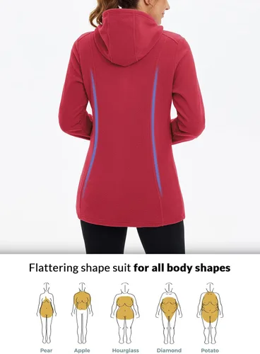 Vista 2 de BALEAF Chaqueta larga de forro polar con capucha y cremallera completa para mujer, abrigo de invierno suave y ligero