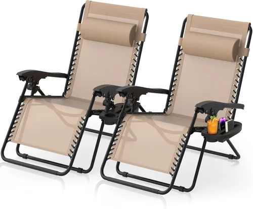 Vista 11 de Suteck Heated Zero Gravity Chair, 29" XL Oversized Reclining Lounge Chairs Dark Fossil Gray