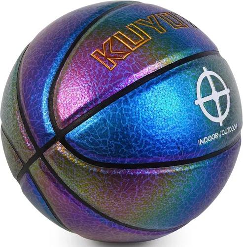 Vista 9 de KUYOTQ Kids Youth Women Basketball - Shiny Purple Leather Size 3/4/5/6 - 22/25.5/27.5/28.5" Dazzle Textured Basketball for Boys and Girls