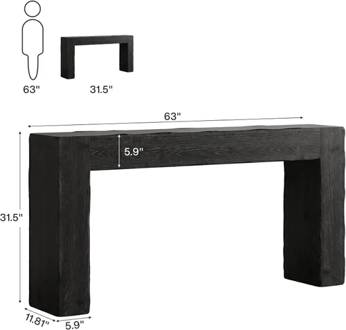 Vista 2 de Tribesigns Mesa de sofá consola de madera maciza de 63 pulgadas, mesa de entrada larga de granja detrás del sofá para sala de estar, entrada