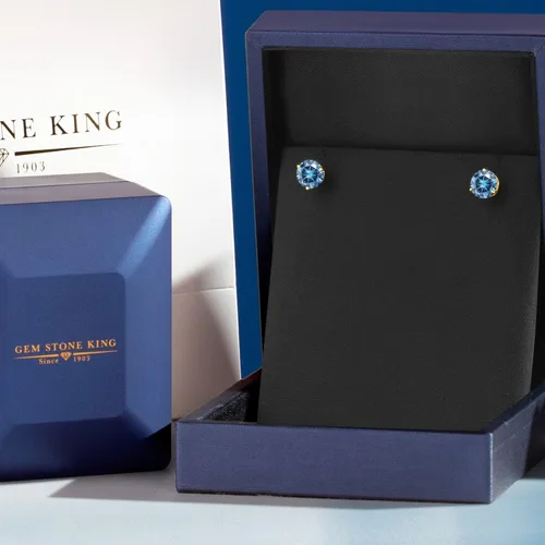 Vista 231 de Gem Stone King Aretes de Martini de oro amarillo de 14 quilates Aretes de tuerca de 3 puntas para mujeres y hombres Redondos de 0.236 pulgadas