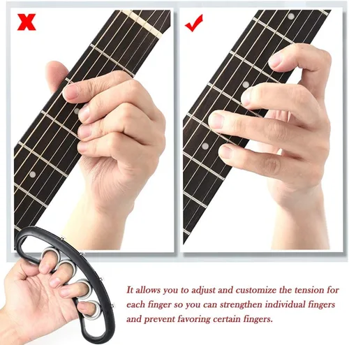 Vista 6 de Expansión de dedo de guitarra, manga de dedo, fuerza de dedo, entrenador, bandas de entrenamiento para guitarra, bajo, piano, sistema de velocidad