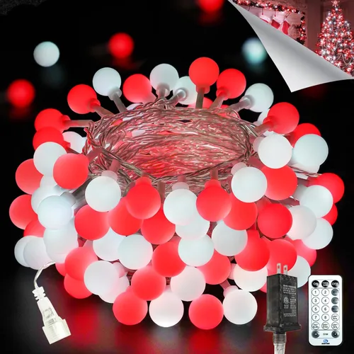 Vista 24 de LORRYTE Luces de Navidad marroquíes para exteriores operadas por batería, 60 LED de 36 pies, luces de globo de hadas con 8 modos de iluminación
