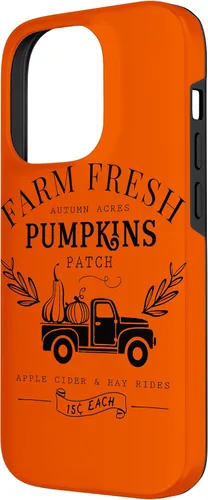 Vista 2 de Funda de otoño vintage para iPhone 14 Pro Farm Fresh Pumpkin