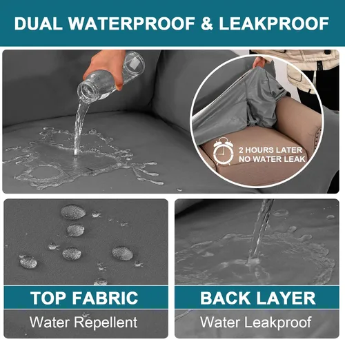 Vista 3 de Turquoize Fundas 100% impermeables para silla, fundas elásticas para sala de estar, sofá, funda de sofá con brazos, protector de muebles para sillas