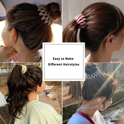 Vista 2 de TOBATOBA Bird Nest - Pinza mágica para el cabello, 5 unidades, plástico mate, horquilla expandible para cabello fino, soporte para cola de caballo