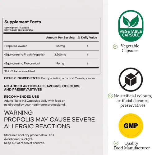 Vista 6 de Hi Well Premium Propolis 3200 Flavonoid 96mg 250VegeCápsulas