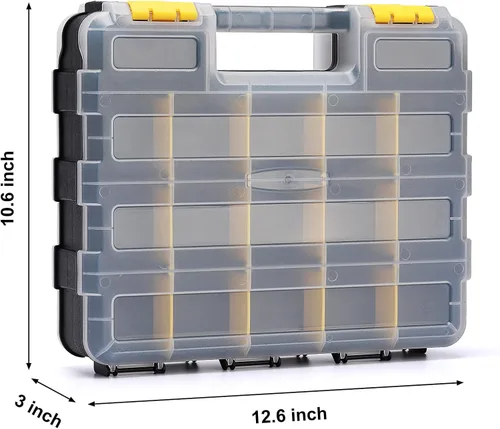 Vista 8 de Organizador de herramientas de doble cara con polímero resistente a los impactos, almacenamiento de caja de hardware, excelente para tornillos