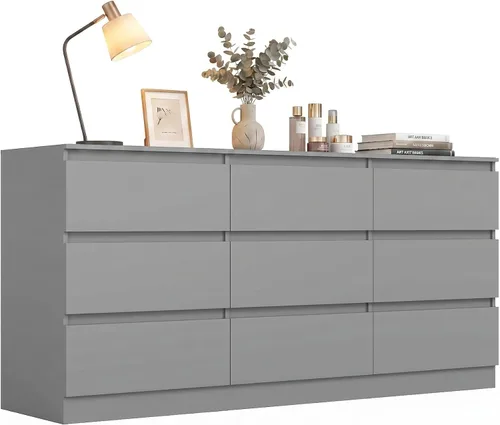 Vista 13 de Spaco Cómoda negra para dormitorio, cómoda moderna de 6 cajones con cajón profundo, amplia cómoda de almacenamiento, muebles organizadores de Negro