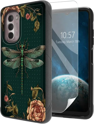 Vista 36 de Funda para Moto G Stylus 5G 2021 con protector de pantalla, a prueba de golpes, 2 en 1, parte trasera duradera de policarbonato duro texturizado