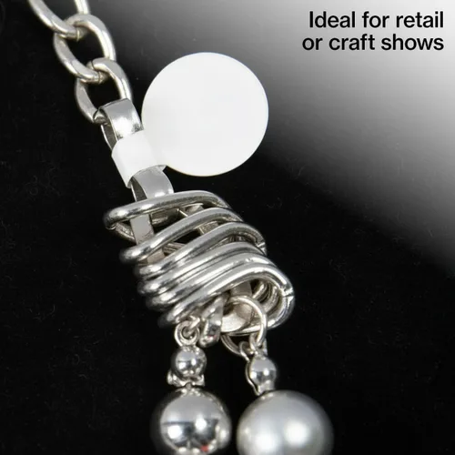 Vista 4 de SSWBasics Etiquetas de precio para anillos pequeños con engomado blanco, 1 ¼ de largo con área de 7/16 pulgadas para precios, rollo de 1000