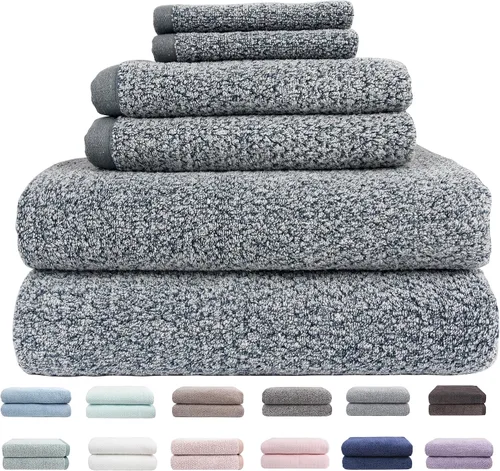 Vista 17 de Everplush Diamond Jacquard - Juego de 6 toallas de baño de lujo, súper suaves, de gran tamaño, altamente absorbentes y de secado rápido para baño