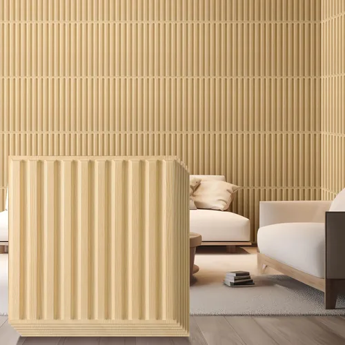 Vista 12 de Nuanchu 32 piezas de paneles de pared de listones 3D de 12 x 12 pulgadas de PVC con textura estriada, paneles cortables y pinta bles para arte