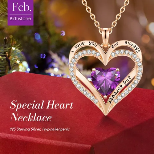 Vista 111 de CDE Collares de piedra natal para mujer, plata de ley 925, collar con colgante de corazón para siempre, Navidad, cumpleaños, aniversario, día de San