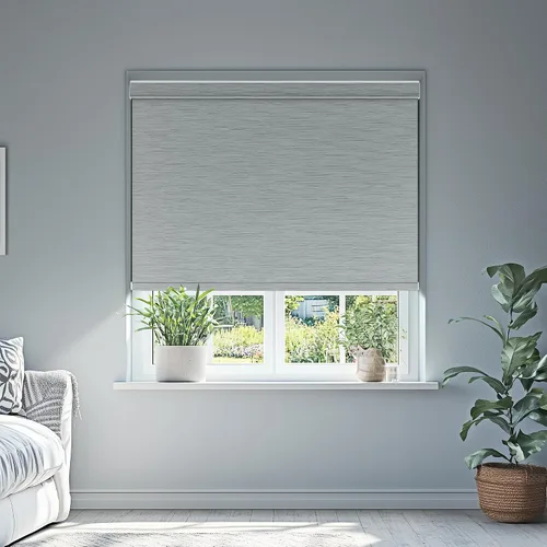 Vista 2 de Persianas enrollables opacas para ventanas, persianas enrollables sin cordones con cenefa de cassette, persianas de ventana de jacquard a rayas