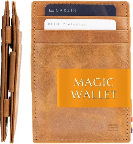 Vista 11 de GARZINI Cartera mágica para hombres, cartera minimalista con tarjetero RFID, cartera de cuero para 10 tarjetas, Talla única 02 Java Marrón