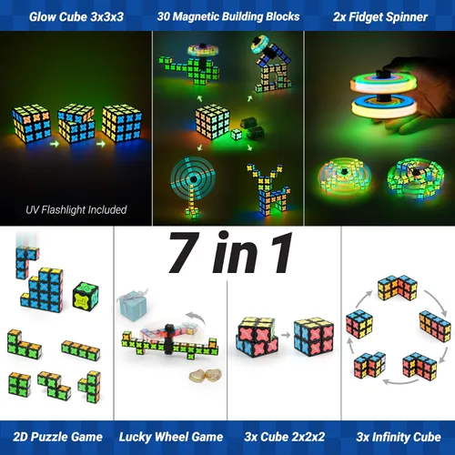 Vista 4 de TOSY - Cubo magnético de 3 x 3 – 240 imanes, 30 bloques, juguete 7 en 1: juego de rompecabezas, bloques de construcción creativos, spinner Cubo 3x3x3