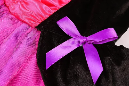 Vista 5 de Bordazor Disfraz de bruja para niñas, disfraz de bruja con luz LED para Halloween