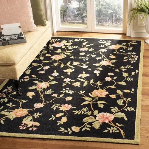 Vista 13 de SAFAVIEH Chelsea Collection - Alfombra decorativa de 1 pies 8 pulgadas x 2 pies 6 pulgadas, color negro, lana de campo francesa enganchada a mano