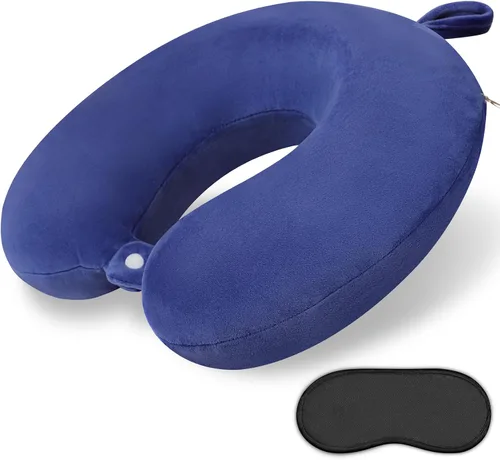 Vista 19 de Almohada de Espuma Viscoelástica para el Cuello, Cómoda Almohada de Viaje para el Cuello, Soporte para Cuello y Cabeza, Ligera y Portátil, Almohada