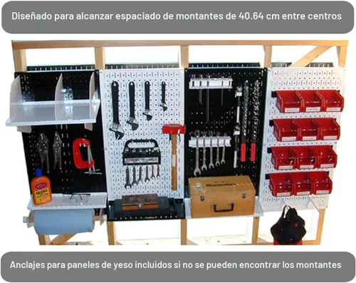 Vista 9 de Organizador de herramienta control de pared 30-wrk-400wb estándar panel perforado mesa de trabajo de metal, 30-WRK-400 BB