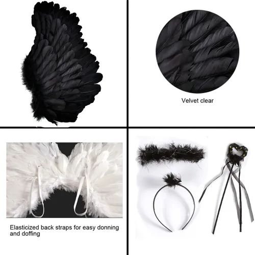 Vista 4 de Angel Wings and Halo,Angel Costume Angel Wings for Kids,Adults,Fairy Wings Halloween Christmas Party Costume