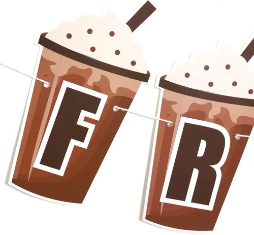Vista 3 de Cartel de fiesta de café frappe, pancarta de fiesta de cumpleaños, café frappe.