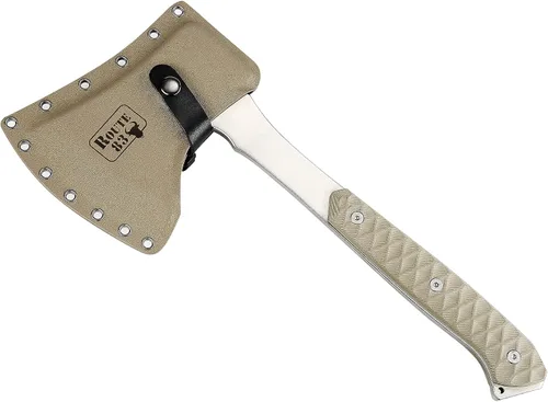 Vista 8 de ROUTE83 - Cuchillos tácticos martillados a mano con hacha de hacha Tomahawk con funda Kydex