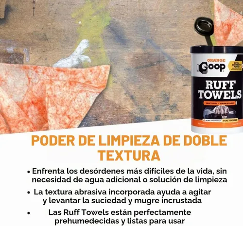 Vista 2 de GOOP Toallas naranjas resistentes con poder de fregar, toallitas de limpieza multiusos de doble textura de 10 x 12 pulgadas, eliminan la suciedad