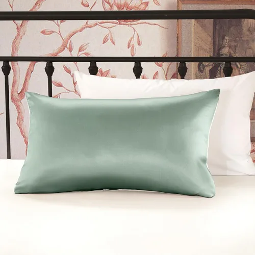 Vista 3 de LILYSILK Funda de almohada de seda natural para cabello y piel con parte inferior de algodón, 1 unidad estándar de 20 x 26 pulgadas, color verde