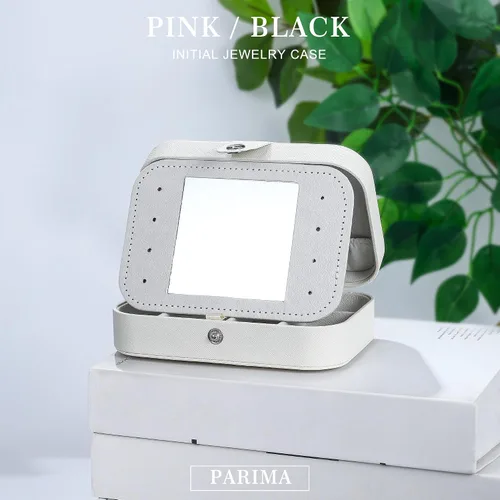 Vista 5 de Parima Joyero de viaje para mujeres y niñas, joyero con inicial W para adolescentes y niñas, caja de joyería mediana de viaje para mujer, joyero
