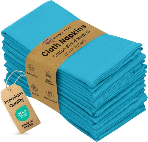 Vista 18 de Ruvanti - Juego de 4 servilletas de tela de 45x45 centímetros, lavables, suaves, duraderas, absorbentes, mezcla de algodón. Servilletas de mesa