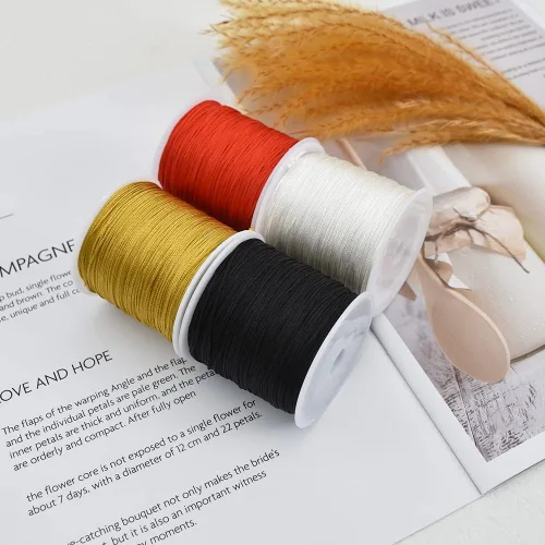 Vista 7 de TONIFUL Cordón de Nylon Negro de 1mm x 100 Yardas Cuerda de Satén para Hacer Pulseras y Joyas Cordón de Macramé Rattail Trim Collar a Granel Hilo