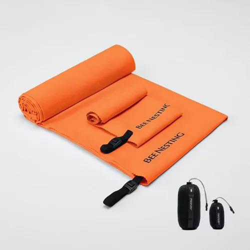 Vista 54 de Bee Nesting Toalla ultraligera de secado rápido – Paquete de 2 toallas de microfibra medianas y pequeñas con bolsillo compacto plegable para viajes