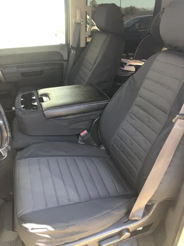 Vista 6 de Durafit fundas para asientos C1127-C1- Chevy Silverado, Avalanche y GMC Sierra LT 40/20/40 Negro personalizable impermeable fundas para asientos