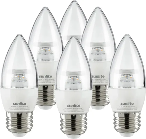 Vista 10 de Sunlite Bombilla LED B13 Torpedo decorativa, 7 vatios (60 W = ), 500 lúmenes, 120 voltios, regulable, base E26, certificación ETL, torpedo