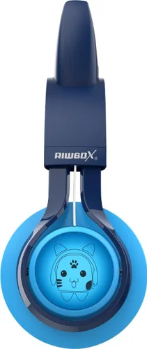 Vista 3 de Riwbox CT-7 - Auriculares Bluetooth de oreja de gato, con luz LED, inalámbricos, con micrófono y control de volumen para viajes, escuela, Azul