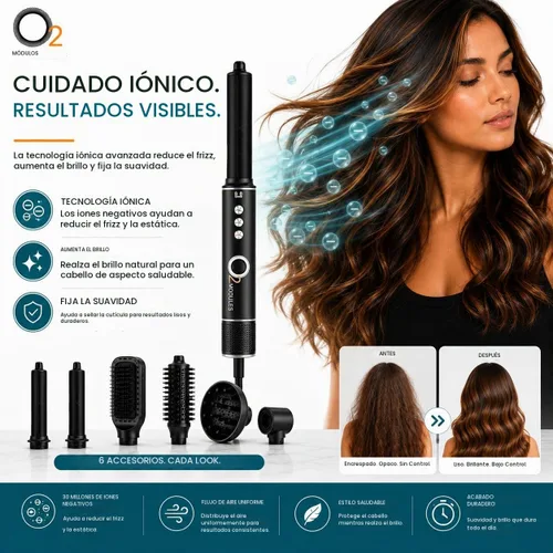 Vista 6 de O2 MODULES Secador de pelo todo en uno Air Wrap Hair Styler con 6