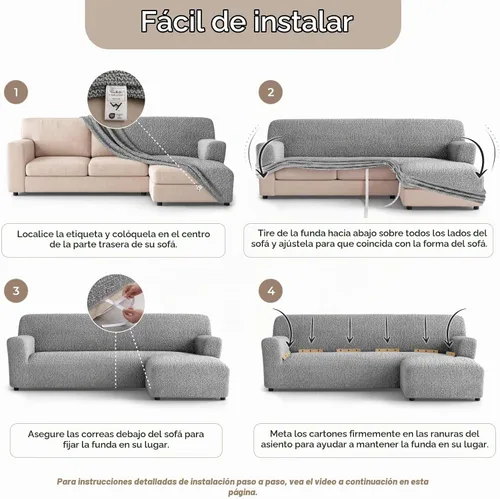 Vista 10 de PAULATO BY GA.I.CO. Funda de Sofá Seccional - Funda para Sofá en Forma de L con Chaise - Fundas Lavables para Sofá Esquinero - Funda Elástica