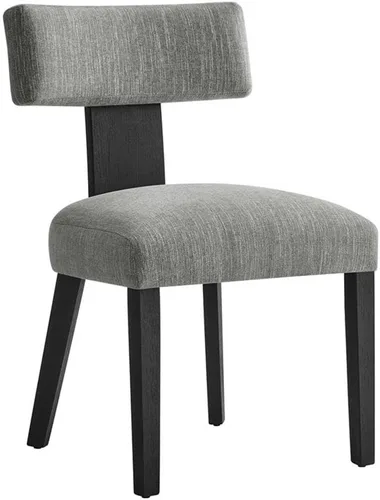 Vista 4 de Modway Nalani - Juego de 2 sillas de comedor sin brazos en tejido jaspeado, gris y negro, sillas auxiliares contemporáneas con patas de madera