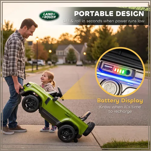 Vista 5 de Qaba 12V Ride on Car con licencia Land Rover Defender Kids Electric Car