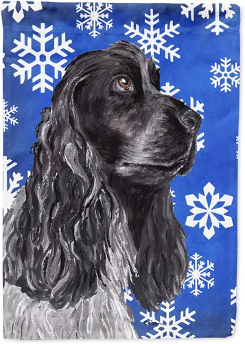 Vista 283 de Caroline's Treasures SC9374GF Bulldog English Snow flakes Holiday Garden Flag Buzón Bandera decorativa para patio exterior, patio, obras de arte